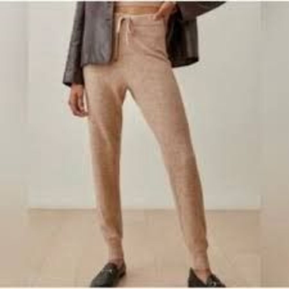 Reformation Cashmere Knit Leggings Jogger Pants Size S Oatmeal Beige